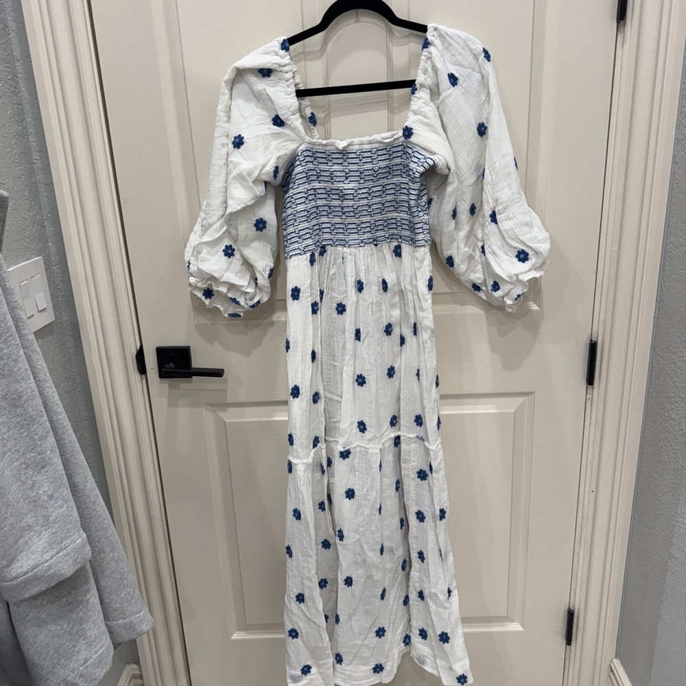 Free People White and Blue Floral Dress - Picture 2 of 14